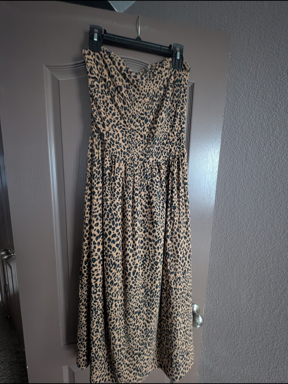 Universal Thread Strapless Leopard-Print Dress in Tan and Black